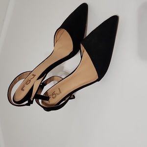 F5J, Classic pointy strappy pumps, heeled sandals, sling backs, kitten toe.